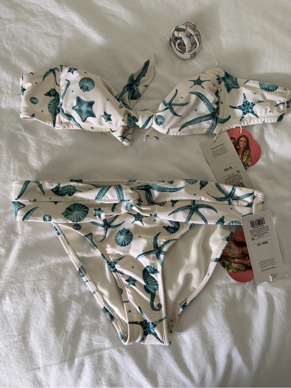 Target White Bikini with Teal Sea Life Print